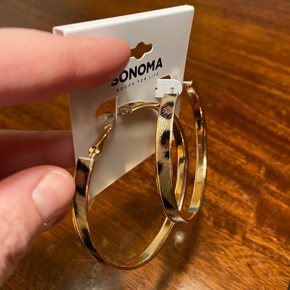 Sonoma Gold Cheetah Print Hoops - new!